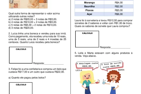 Atividade sistema monetário 3º ano para imprimir — p1 | Atividades Educação Infantil (ensinoja.com.br)