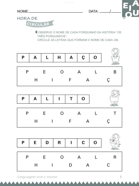 Atividades 4 anos: Linguagem Oral e Escrita (PDF)