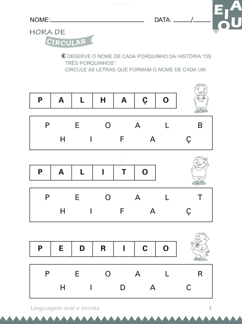 Atividades 4 anos: Linguagem Oral e Escrita (PDF)