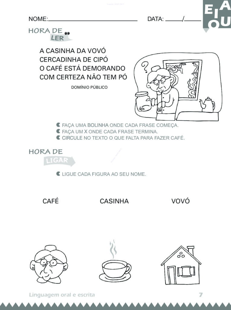 Atividades 4 anos: Linguagem Oral e Escrita (PDF) — p7 | Atividades Educação Infantil (ensinoja.com.br)
