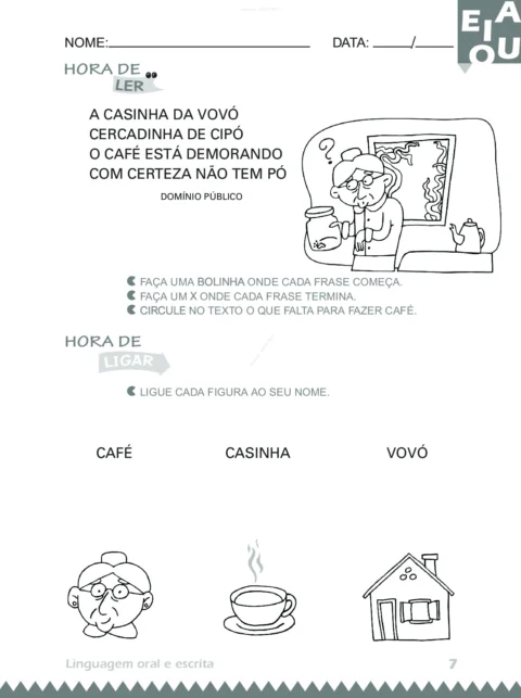 Atividades 4 anos: Linguagem Oral e Escrita (PDF) — p7 | Atividades Educação Infantil (ensinoja.com.br)