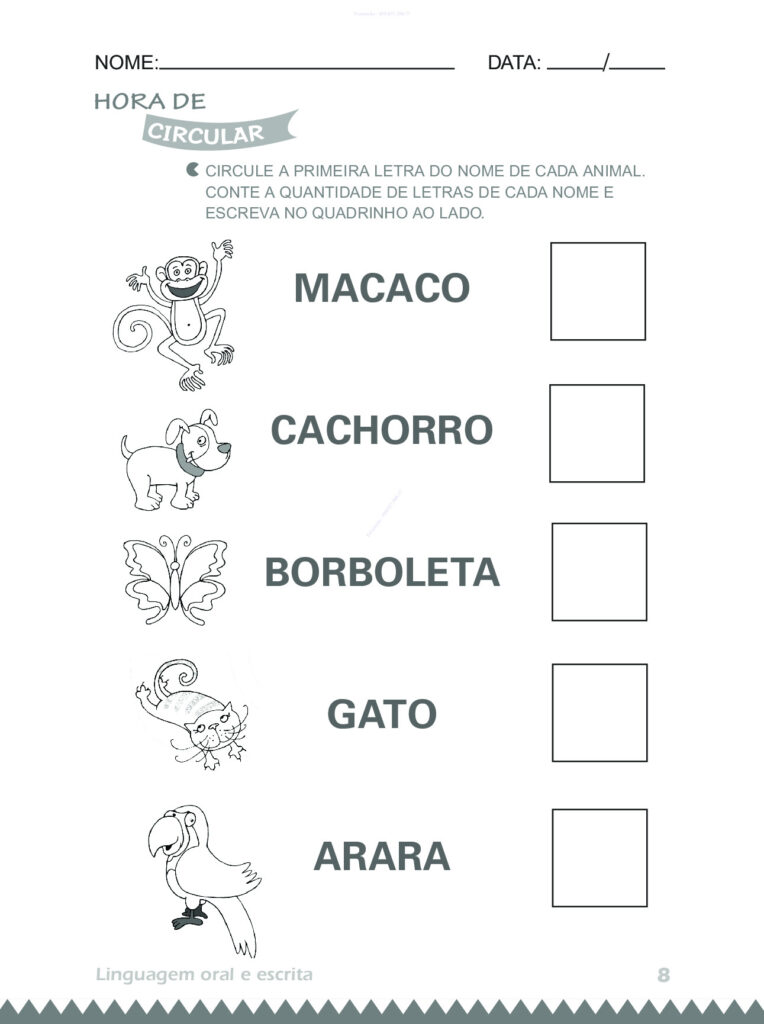 Atividades 4 anos: Linguagem Oral e Escrita (PDF) — p8 | Atividades Educação Infantil (ensinoja.com.br)