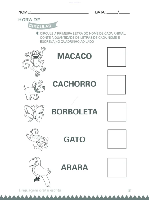 Atividades 4 anos: Linguagem Oral e Escrita (PDF) — p8 | Atividades Educação Infantil (ensinoja.com.br)