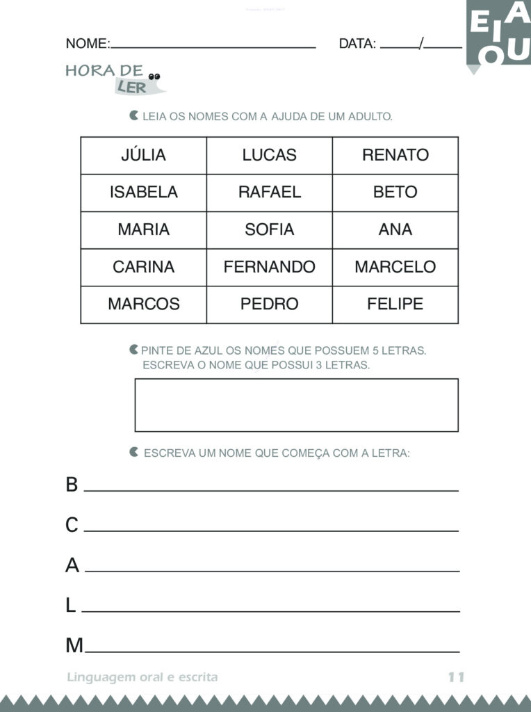 Atividades 4 anos: Linguagem Oral e Escrita (PDF) — p11 | Atividades Educação Infantil (ensinoja.com.br)