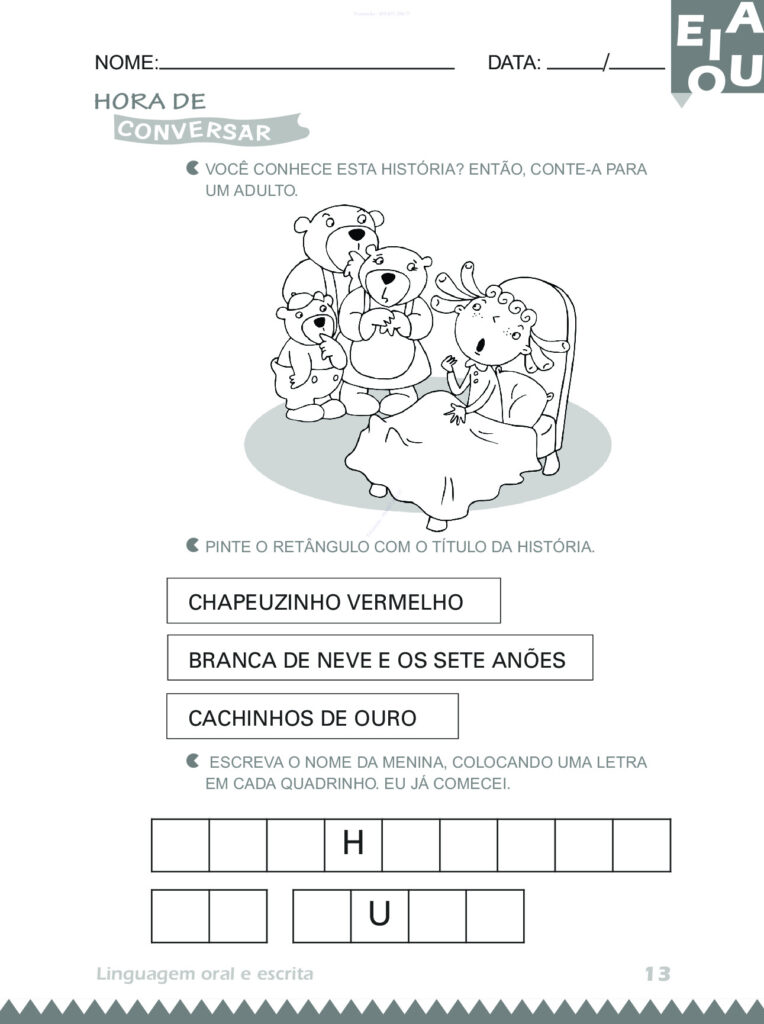 Atividades 4 anos: Linguagem Oral e Escrita (PDF) — p13 | Atividades Educação Infantil (ensinoja.com.br)