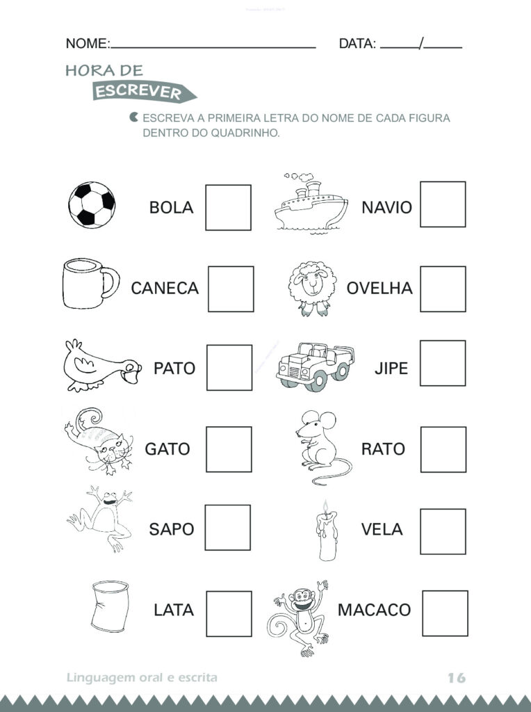 Atividades 4 anos: Linguagem Oral e Escrita (PDF) — p16 | Atividades Educação Infantil (ensinoja.com.br)