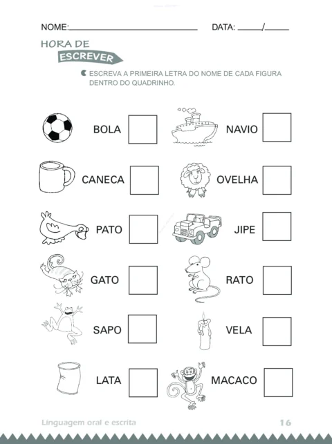 Atividades 4 anos: Linguagem Oral e Escrita (PDF) — p16 | Atividades Educação Infantil (ensinoja.com.br)