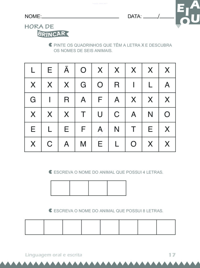 Atividades 4 anos: Linguagem Oral e Escrita (PDF) — p17 | Atividades Educação Infantil (ensinoja.com.br)
