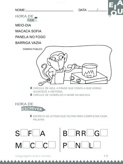 Atividades 4 anos: Linguagem Oral e Escrita (PDF) — p19 | Atividades Educação Infantil (ensinoja.com.br)