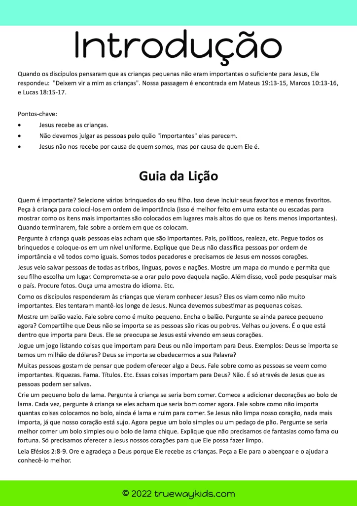 Atividades Bíblicas: Jesus Recebe as Crianças (PDF para Imprimir) — p2 | Atividades Educação Infantil (ensinoja.com.br)