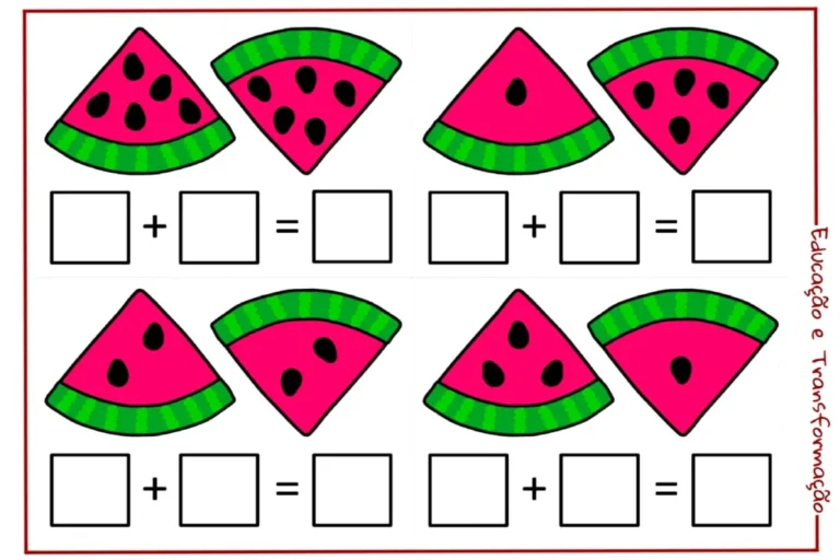 Atividades de adição com frutas para crianças — p1 | Atividades Educação Infantil (ensinoja.com.br)