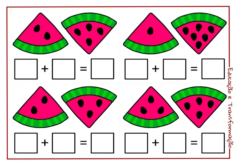 Atividades de adição com frutas para crianças — p2 | Atividades Educação Infantil (ensinoja.com.br)