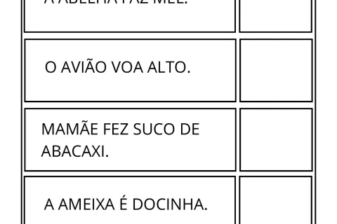 Atividades de alfabetização: leitura de frases para imprimir — p1 | Atividades Educação Infantil (ensinoja.com.br)
