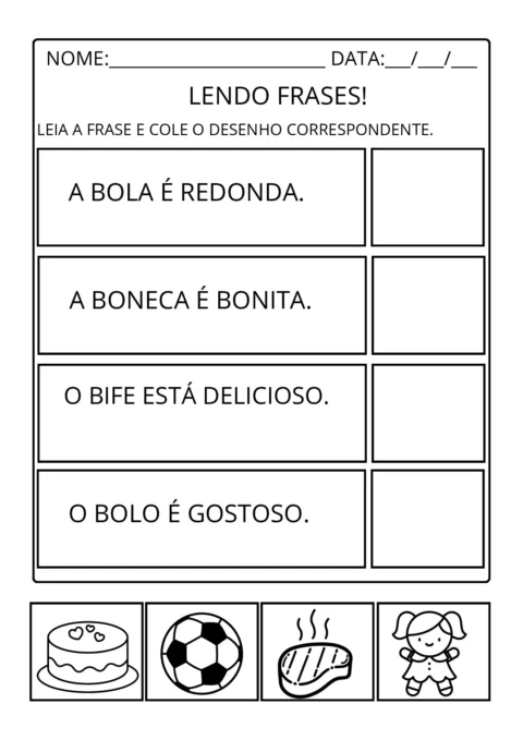 Atividades de alfabetização: leitura de frases para imprimir — p2 | Atividades Educação Infantil (ensinoja.com.br)