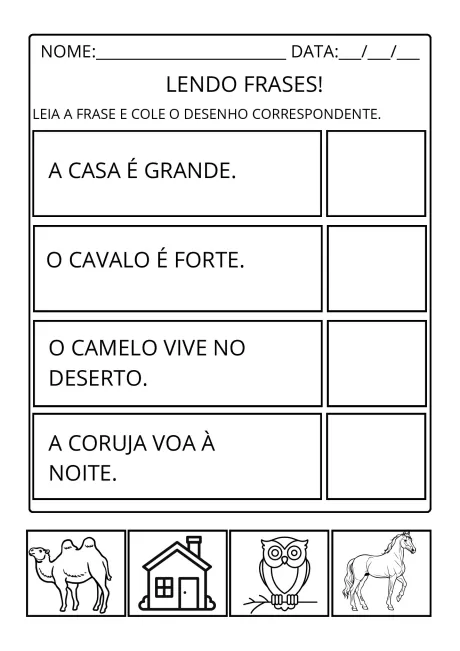 Atividades de alfabetização: leitura de frases para imprimir — p3 | Atividades Educação Infantil (ensinoja.com.br)