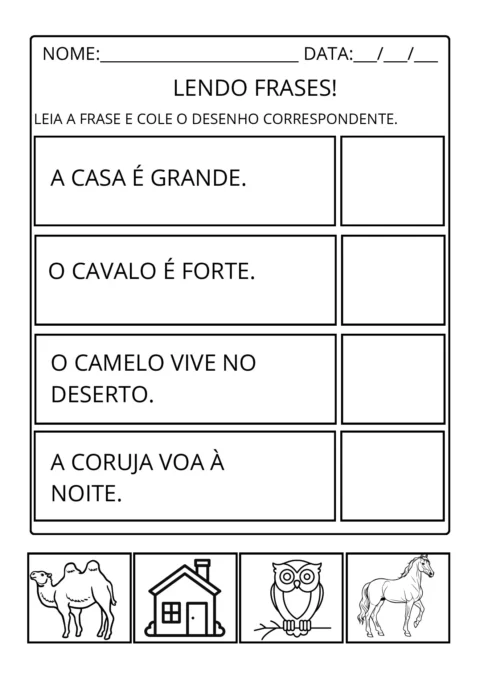 Atividades de alfabetização: leitura de frases para imprimir — p3 | Atividades Educação Infantil (ensinoja.com.br)