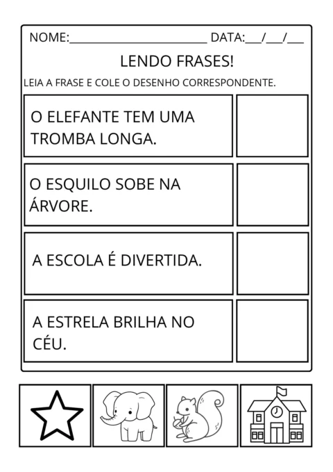 Atividades de alfabetização: leitura de frases para imprimir — p5 | Atividades Educação Infantil (ensinoja.com.br)