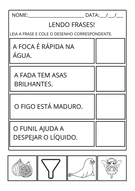 Atividades de alfabetização: leitura de frases para imprimir — p6 | Atividades Educação Infantil (ensinoja.com.br)