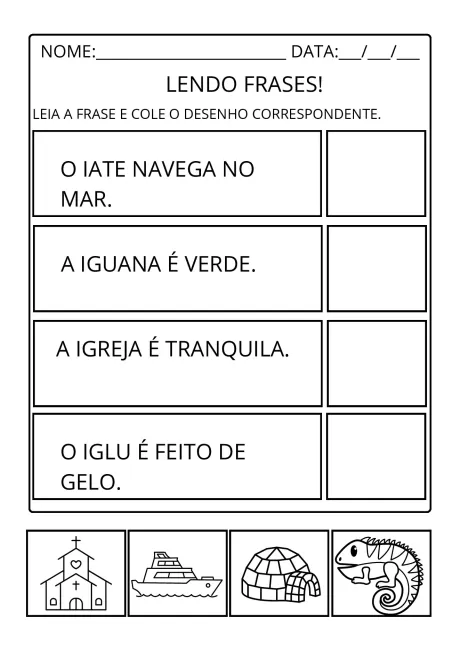 Atividades de alfabetização: leitura de frases para imprimir — p9 | Atividades Educação Infantil (ensinoja.com.br)