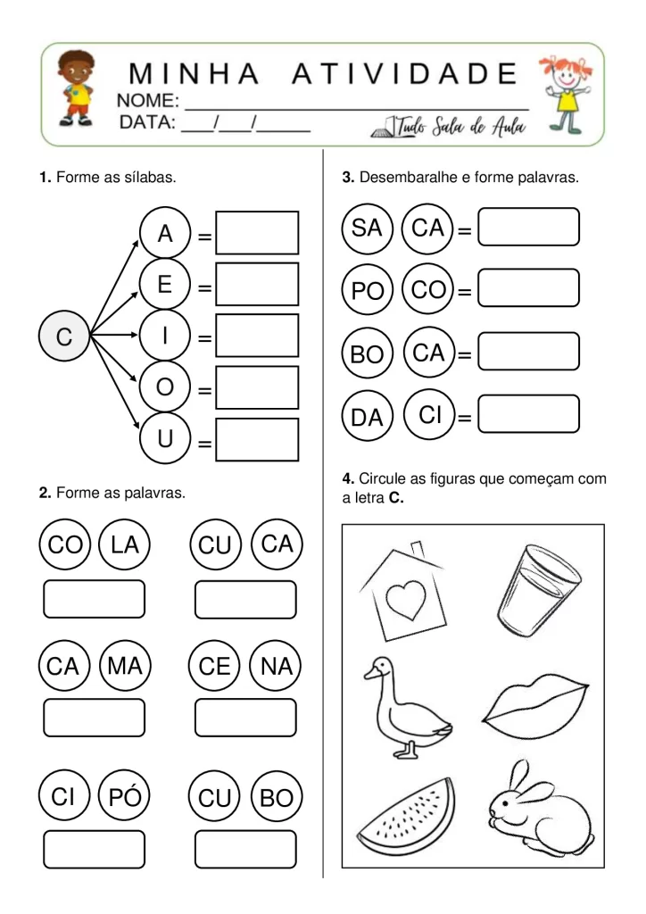 Atividades de formação de sílabas e palavras — p2 | Atividades Educação Infantil (ensinoja.com.br)