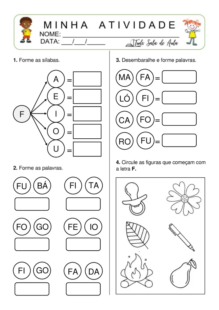 Atividades de formação de sílabas e palavras — p4 | Atividades Educação Infantil (ensinoja.com.br)