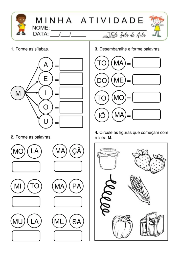 Atividades de formação de sílabas e palavras — p8 | Atividades Educação Infantil (ensinoja.com.br)