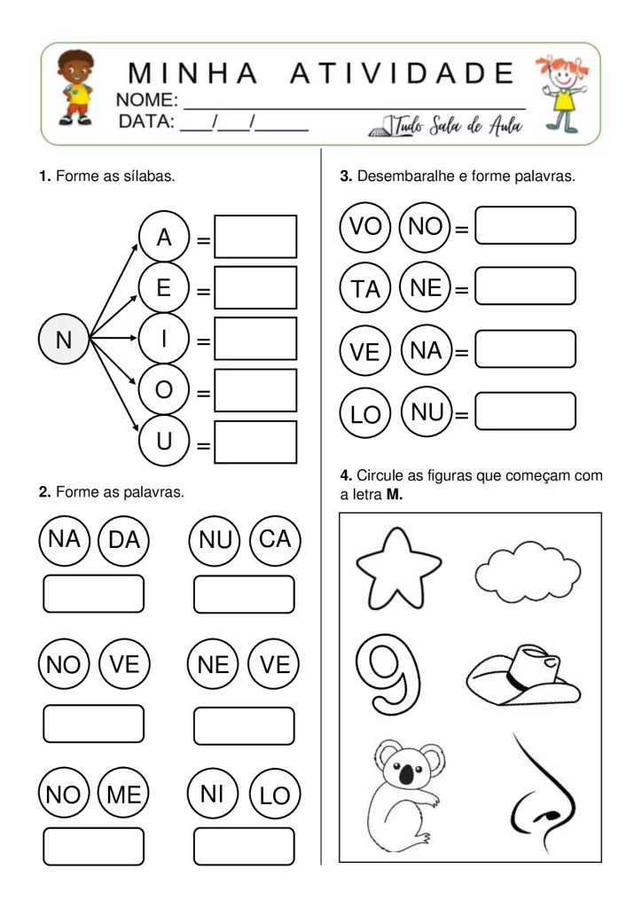 Atividades de formação de sílabas e palavras — p9 | Atividades Educação Infantil (ensinoja.com.br)