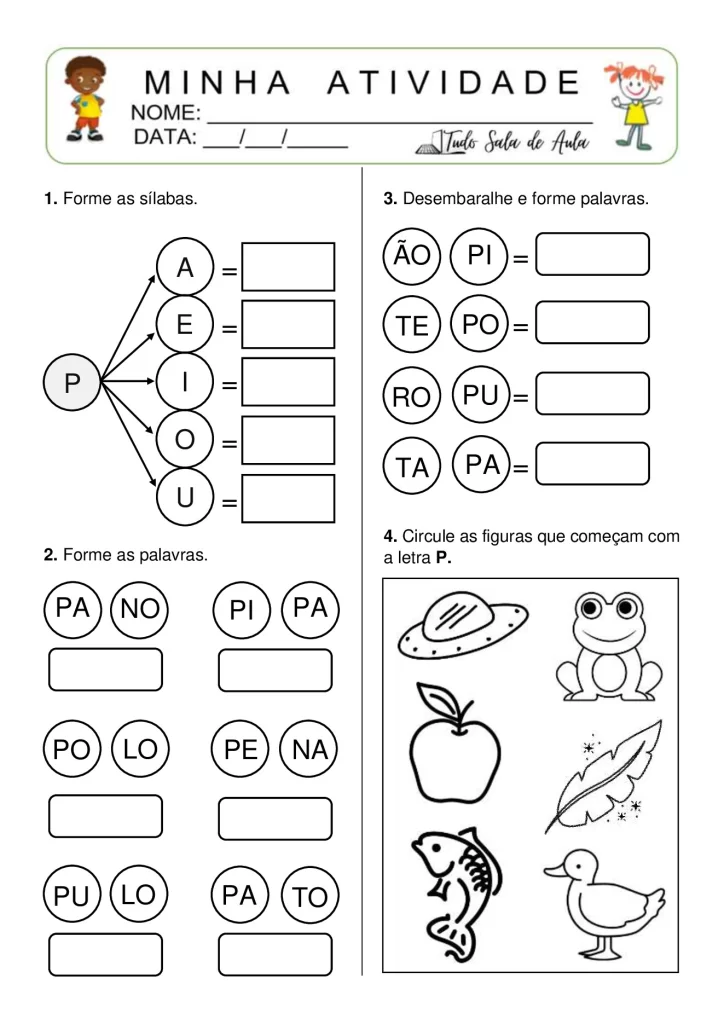Atividades de formação de sílabas e palavras — p10 | Atividades Educação Infantil (ensinoja.com.br)