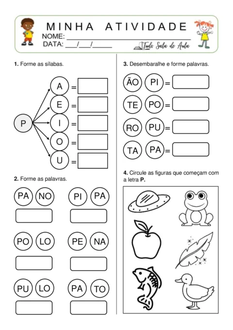 Atividades de formação de sílabas e palavras — p10 | Atividades Educação Infantil (ensinoja.com.br)