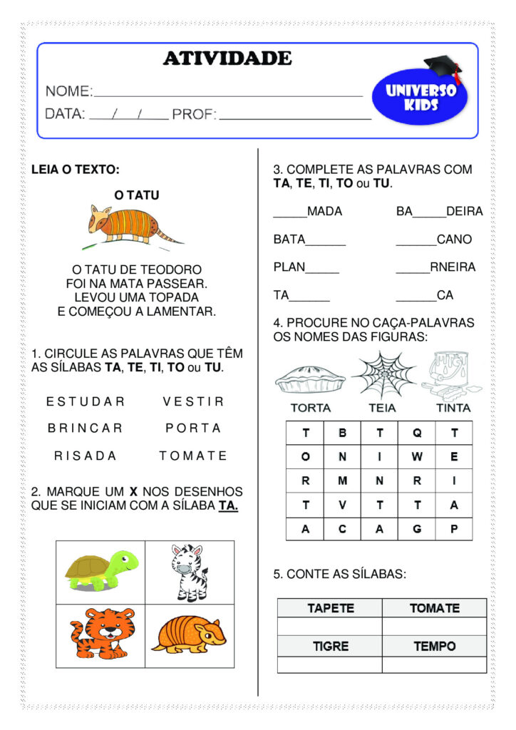 Atividades de formar palavras em PDF - sílabas — p11 | Atividades Educação Infantil (ensinoja.com.br)