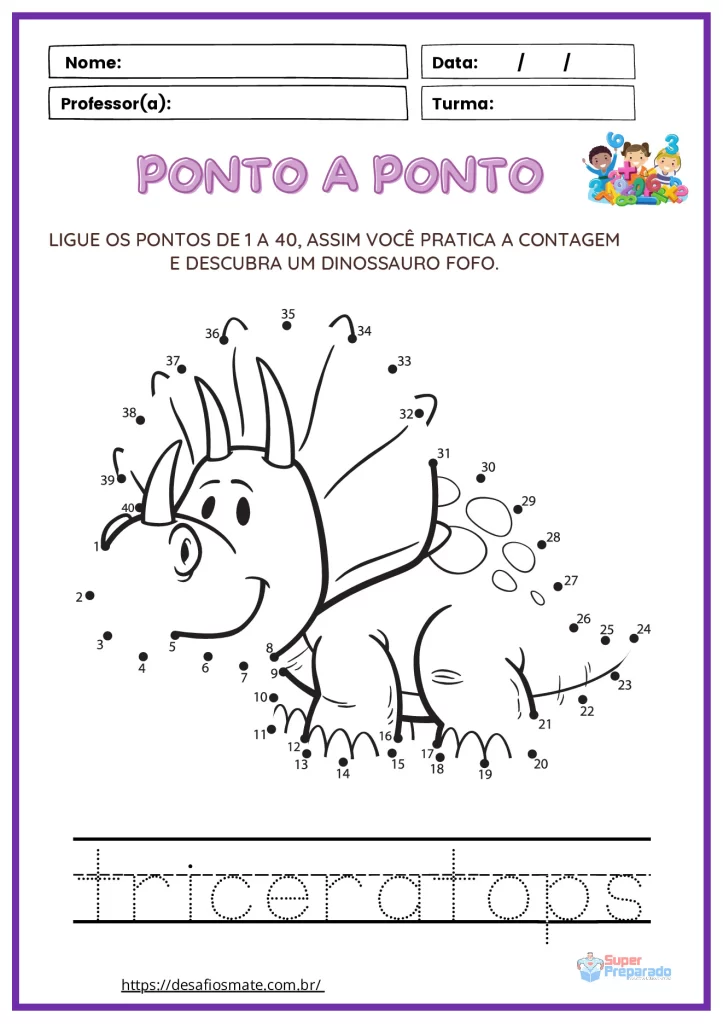 Atividades de ligar: Ligue os Pontos do Dinossauros em PDF — p1 | Atividades Educação Infantil (ensinoja.com.br)