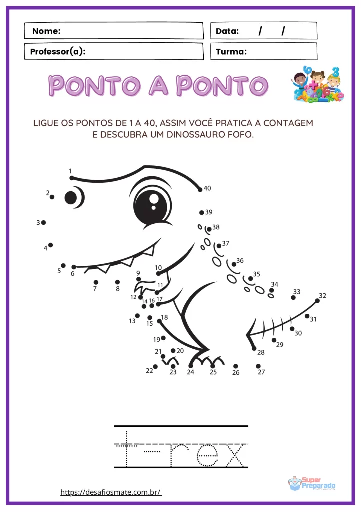 Atividades de ligar: Ligue os Pontos do Dinossauros em PDF — p3 | Atividades Educação Infantil (ensinoja.com.br)