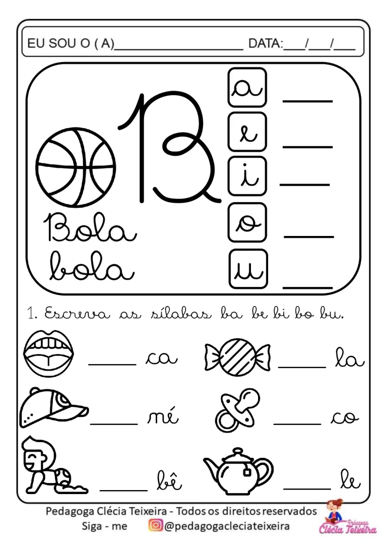 Atividades de sílabas para crianças