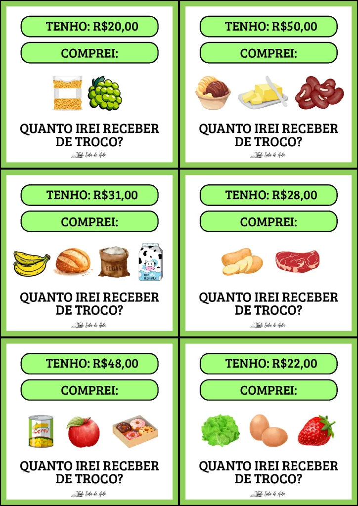 Atividades de troco e gasto em mercearia — p2 | Atividades Educação Infantil (ensinoja.com.br)