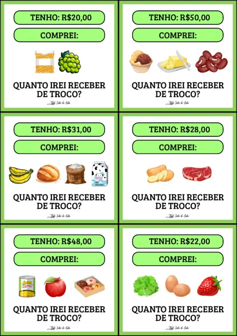 Atividades de troco e gasto em mercearia — p2 | Atividades Educação Infantil (ensinoja.com.br)
