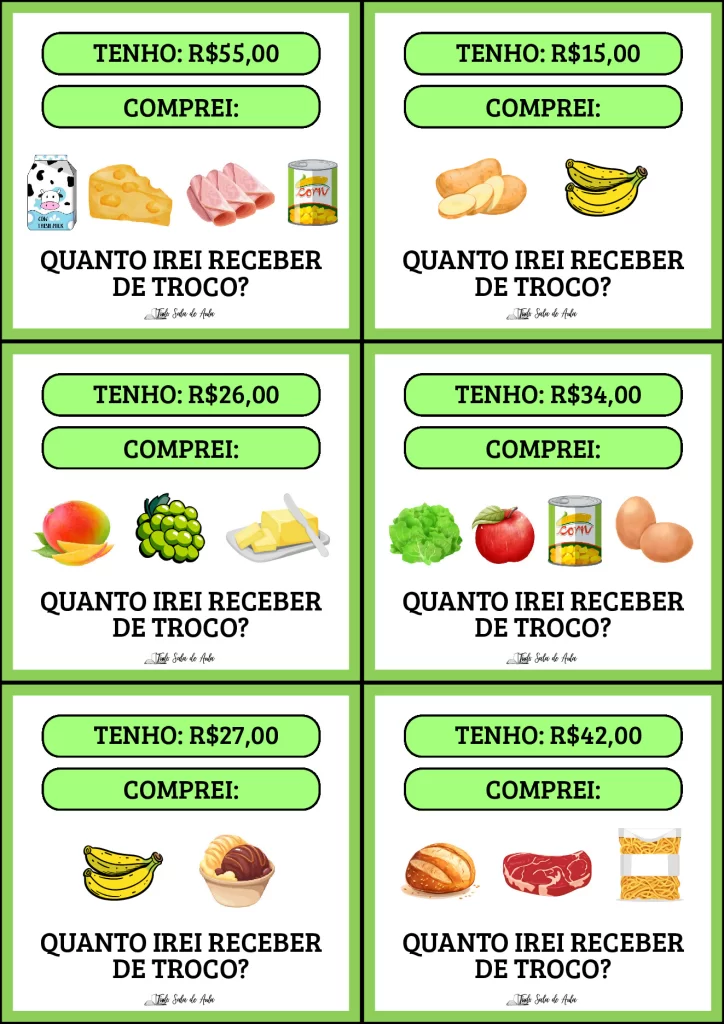 Atividades de troco e gasto em mercearia — p3 | Atividades Educação Infantil (ensinoja.com.br)