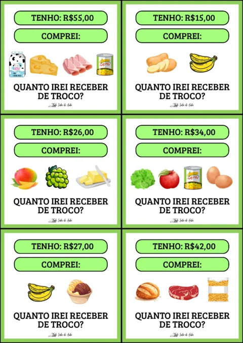 Atividades de troco e gasto em mercearia — p3 | Atividades Educação Infantil (ensinoja.com.br)