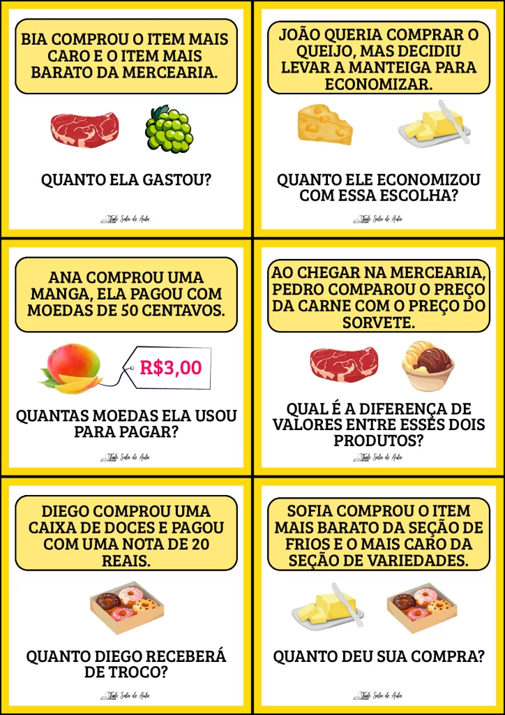 Atividades de troco e gasto em mercearia — p6 | Atividades Educação Infantil (ensinoja.com.br)