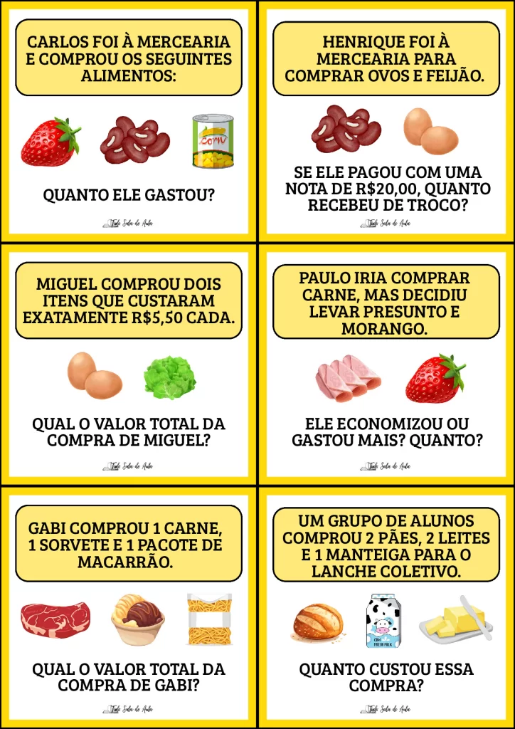 Atividades de troco e gasto em mercearia — p7 | Atividades Educação Infantil (ensinoja.com.br)