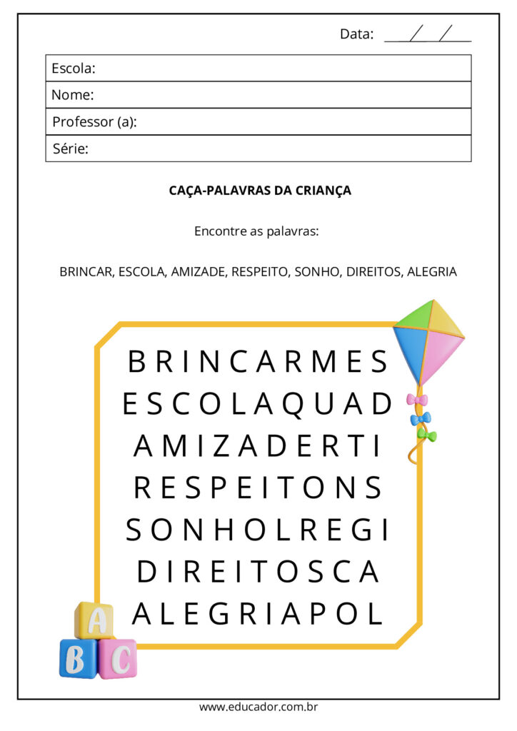 Atividades do Dia das Crianças para imprimir em PDF — p12 | Atividades Educação Infantil (ensinoja.com.br)