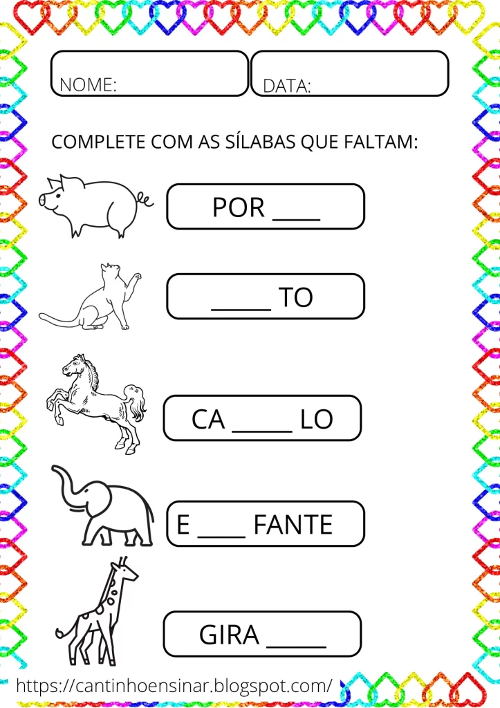 Atividades lúdicas para o ensino de sílabas — p5 | Atividades Educação Infantil (ensinoja.com.br)