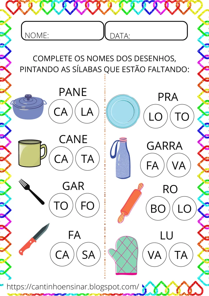 Atividades lúdicas para o ensino de sílabas — p6 | Atividades Educação Infantil (ensinoja.com.br)