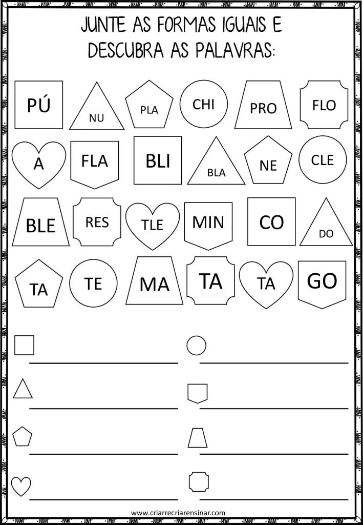 Atividades lúdicas para o ensino de sílabas — p3 | Atividades Educação Infantil (ensinoja.com.br)
