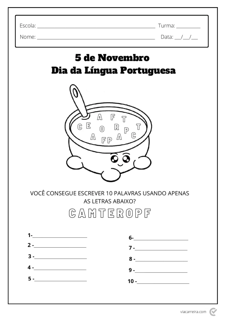 Atividades para o Dia da Língua Portuguesa em PDF — p10 | Atividades Educação Infantil (ensinoja.com.br)