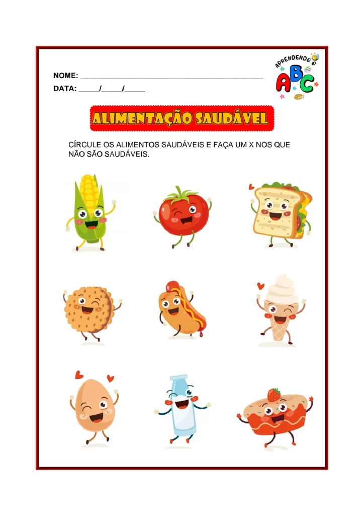Atividades sobre alimentação saudável para crianças — p2 | Atividades Educação Infantil (ensinoja.com.br)
