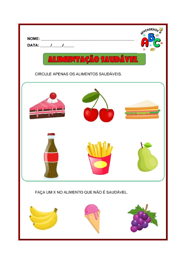 Atividades sobre alimentação saudável para crianças — p3 | Atividades Educação Infantil (ensinoja.com.br)