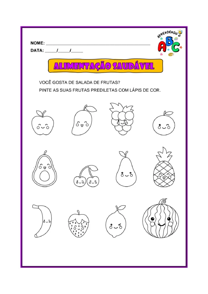 Atividades sobre alimentação saudável para crianças — p7 | Atividades Educação Infantil (ensinoja.com.br)