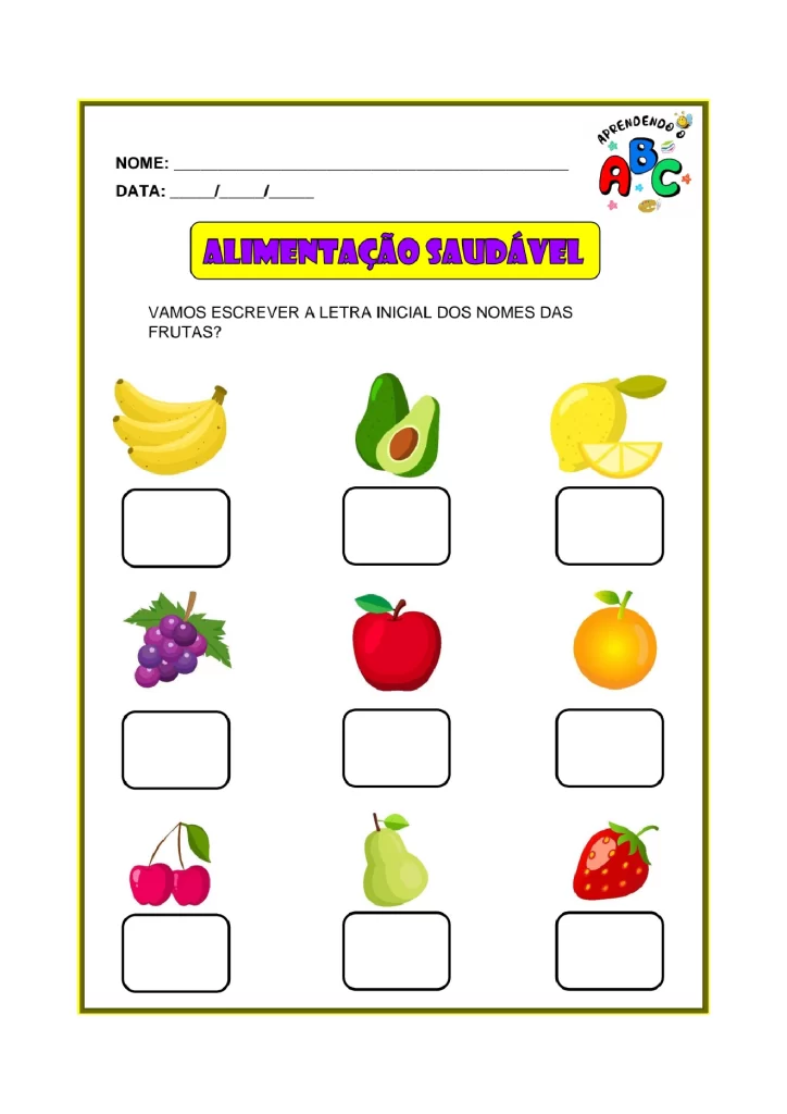 Atividades sobre alimentação saudável para crianças — p8 | Atividades Educação Infantil (ensinoja.com.br)