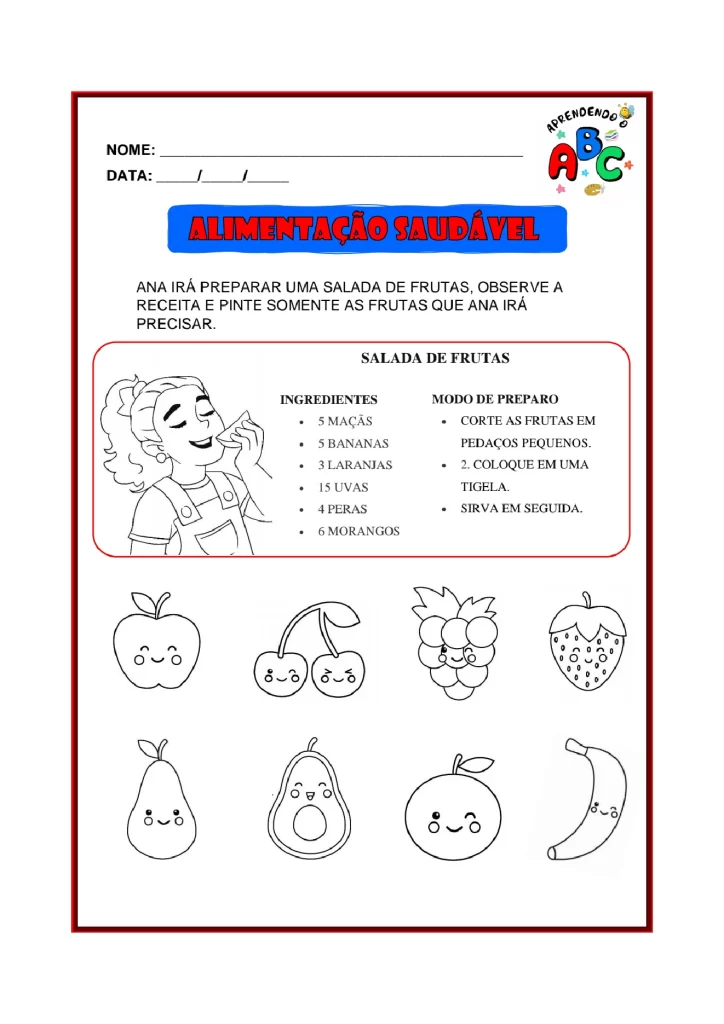 Atividades sobre alimentação saudável para crianças — p14 | Atividades Educação Infantil (ensinoja.com.br)