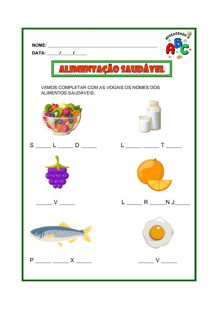 Atividades sobre alimentação saudável para crianças — p18 | Atividades Educação Infantil (ensinoja.com.br)